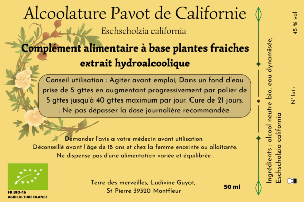 Alcoolature Pavot de Californie AB Alcoolature Pavot de Californie
