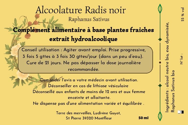 Alcoolature Raphanus sativus AB Alcoolature Radis Noir