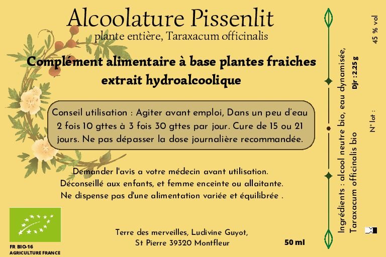 Alcoolature Taraxacum officinalis AB Alcoolature Pissenlit